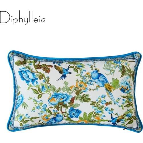 Diphylleia Collection Head Pillow Case Birds Flowers Print Living Room Backrest Bedroom Nordic Sofa Cushion Cover 30x50cm