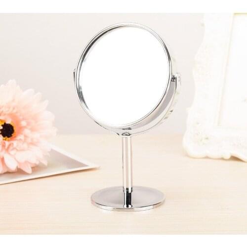 Double Face Dressing Mirror 360 Degree Rotating Portable Mini Cosmetic Makeup Mirror Silver Round Magnified Mirrors Make Up Tool