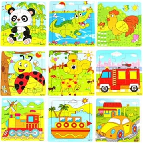 Cute Cartoon Baby Puzzle Wooden Small Piece Kids Toy 3D Wooden Jigsaw Puzzle Educational Toys For Children Juguetes Education