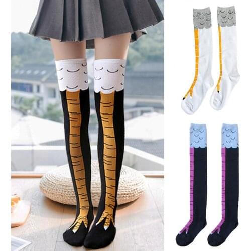 Fashion Women Socks 3D Cartoon Chicken Toe Feet Tight Knee-length Stockings Socks for Daily Life