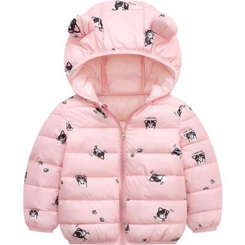 Fashion Winter for Children Cartoon Print Hooded Tops Baby Girl Clothes Down Jacket Warm Long Sleeve Girl Clothing Boy Coats