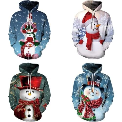 QNPQYX Christmas Snowman 3D Print men hoodies Couples Hooded Sweatshirts Sports Winter Streetwear Pullover dropshipping