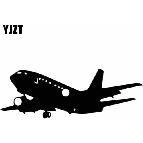 YJZT 15.4CM*5.4CM Cool Civil Aviation Aircraft Silhouette Vinyl Decal Delicate Car Sticker Black/Silver C27-1188