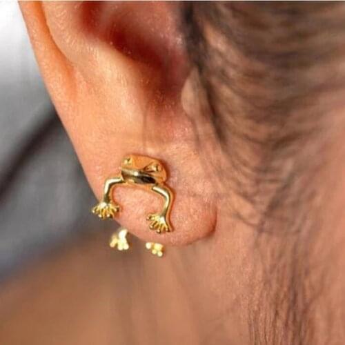 New Cute Frog Earrings Animal Dinosaur Monster Alien Earrings Fashion Men And Women Gothic Punk Hip Hop Stainless Steel Jewelry