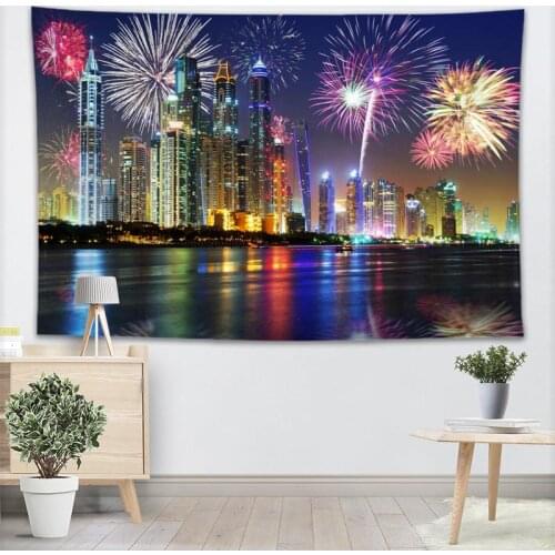 New Dubai Landscape Tapestry Wall Hanging Home Decor Fashion Colorful Decor Printed Tapestry Bedroom Carpet Bed Sheets 0511