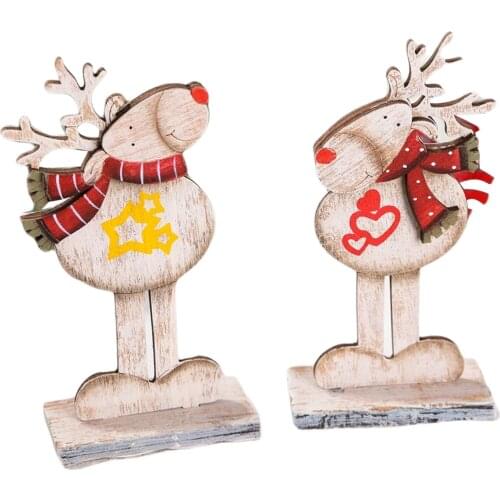 New Christmas Elk Decoration Table Mold Retro Wood Cartoon Scarf Reusable Kids Gifts Deer Mould