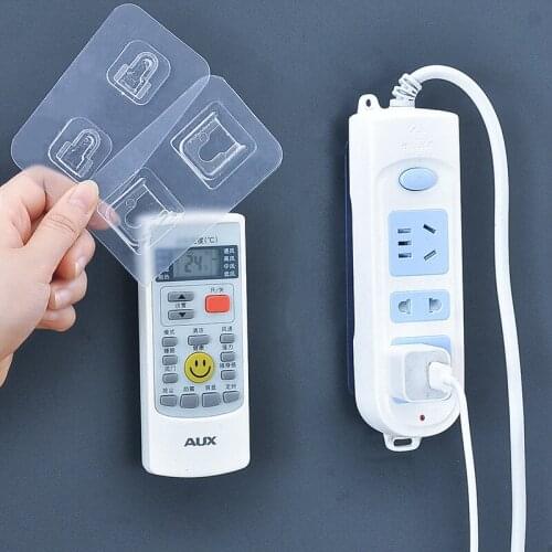 Perforated Free Wall-mounted Socket Holder Router Holder Socket Storage Transparent Self-adhesive Cable Storage Organizer