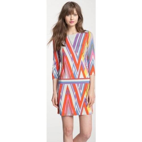 2017 Limited New Party Dresses Women Summer Dress Autumn Gorgeous Color Print Classic Geometry Corrugated Fancy One-piece Dress