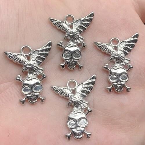 25PCS silver-plated eagle and skull flat back pendant gift ornaments Diy jewelry making jewelry materials resin crafts
