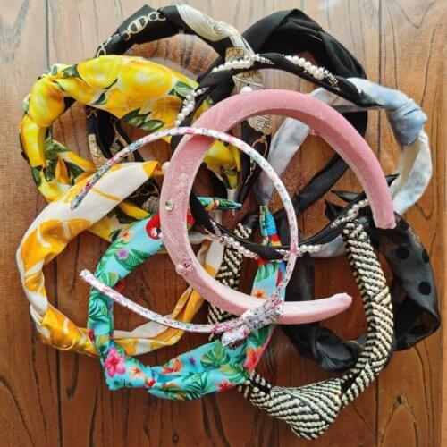 Multiple colour cotton and silk satin handmade art gifts brand hair bands for girls fashion comfortable headband hair hoop women