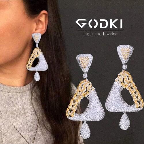 Luxury Olive Leaf Statement Drop Earrings For Women Wedding Cubic Zirconia CZ DUBAI Bridal Earring Jewelry Accessories2020