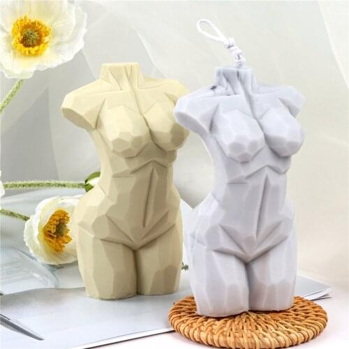 Diamond Surface Female Lady Silicone Large Breasts Candle Mold Slim Venus Body Transverse Mould Art Crystal 3D Stereo Cinnabar