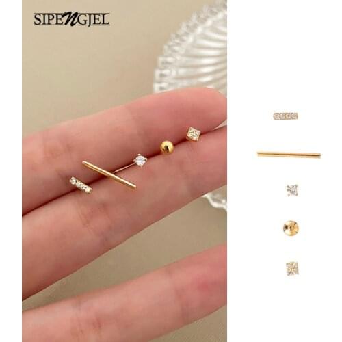 SIPENGJEL Fashion Small Bead Stud Earrings Set For Women Korean Piercing Earrings Jewelry 2021