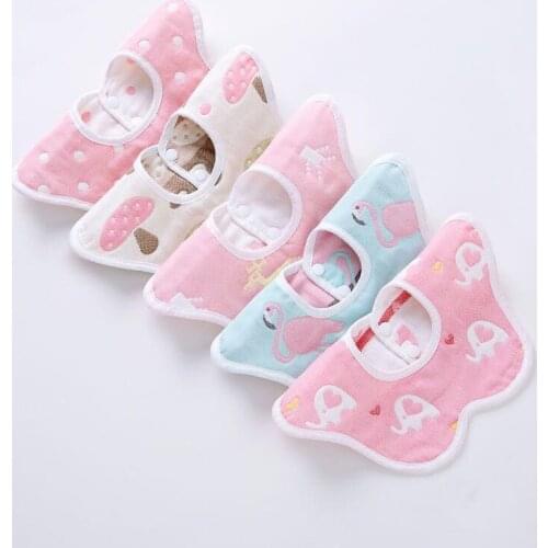 PatPat 2020 New Arrival 5-pcs Baby Bibs 360 Rotating Muslin Cotton Infant Saliva Bibs Cute Baby Gauze Bibs Infant for Baby