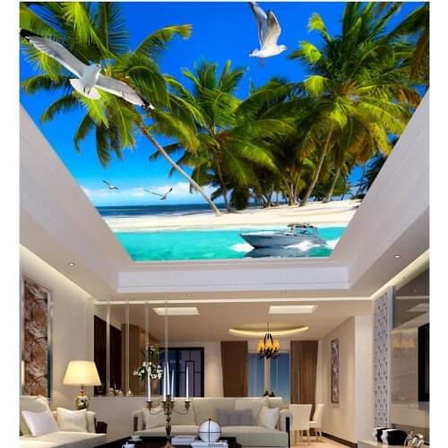 Stereoscopic 3d wallpaper Home Decoration Sea seabirds ceiling TV backdrop mural wallpaper Non woven wallpaper