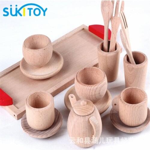 Wooden Pretend Play Kids Soft Wooden Blocks Set Cooking Educational Toy High Quanlity Gift For Children