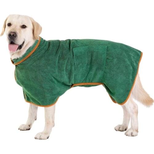 Super Absorbent Microfiber Dog Bathrobe Pajamas Dog Drying Coat Anxiety Jacket with Adjustable Strap For Small Medium Large Dogs
