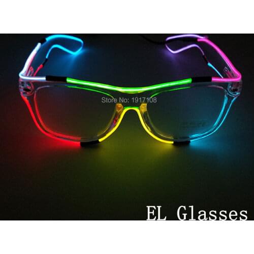 Glowing 8 Colors EL Glasses plastics Flashing LED Glasses Neon Light Masquerade Halloween Props Cosplay Party Decoration