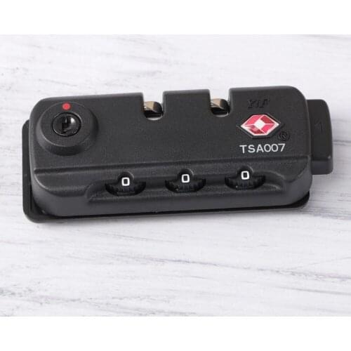 Customs Lock TSA007 Authentication Password Lock Fixed Safety Lock Zipper Bags Lock Black