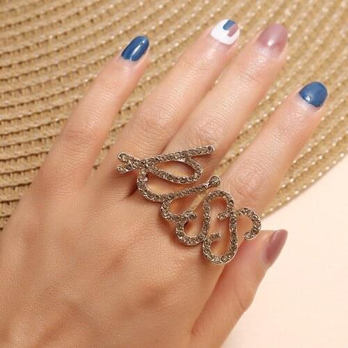Unique Letter Rings for Women Bridal Full Rhinestone KISS Letter Wedding Promise Ring Valentines Day Gift Adjustable Jewelry