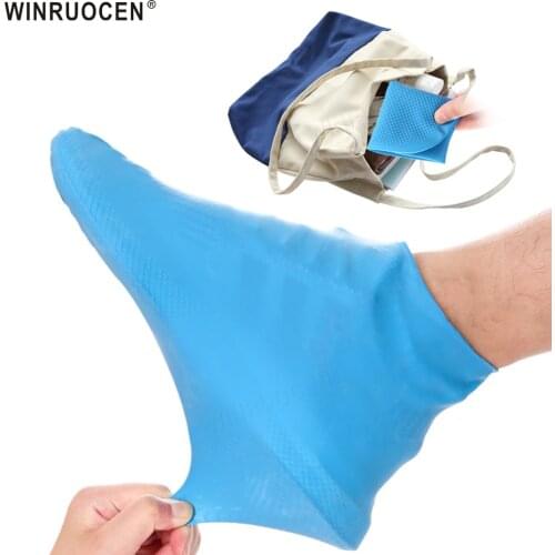 WINRUOCEN Waterproof Shoe Cover emulsion Material Unisex Shoes Protectors Rain Boots for Indoor Outdoor Rainy Days