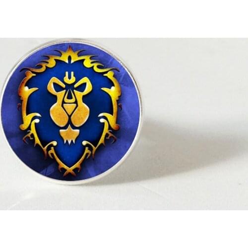 World of Warcraft Charm ring WOW Alliance Horde Banner Flag Logo Glass Cabochon Game for Gamer Souvenir Gift