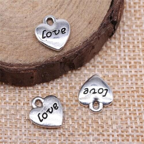 WYSIWYG 10pcs 11x10mm Antique Bronze Double Sided Love Heart Charms Tiny Heart Love Charms Love Heart Charms