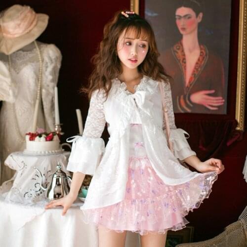 Princess sweet lolita blouse Candy rain The new summer womens long shawl chiffon blouse cardigan sunscreen clothing C22AB7038