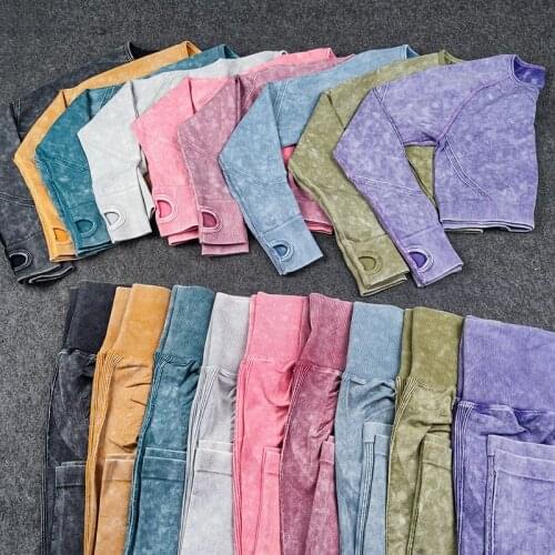 Push Up Fitness Suits Gym Seamless Workout Sets Bubble Sports Leggings Women Training T-Shirts Running Sports Suits 2021 New