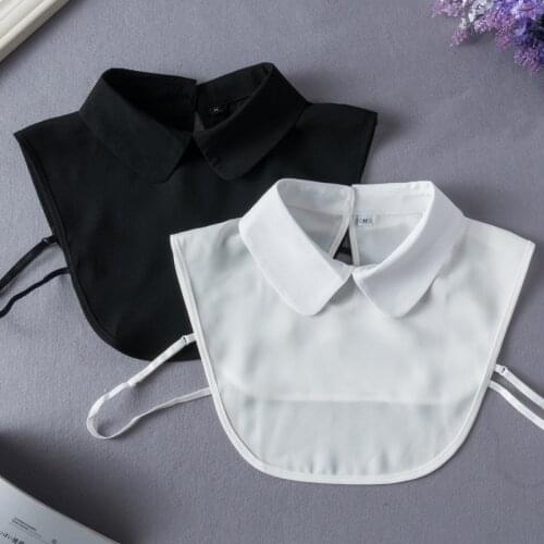 Vintage Chiffon Lapel Fake Collars for Women Detachable Shirt Collar Sweater Blouse Tops Solid Color False Collars Neckwear Tie