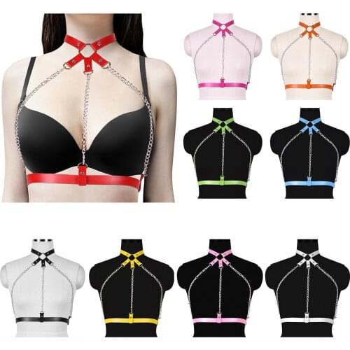 Harajuku Choker Bondage Chest Chain Cage Erotic Lingerie Body Chain Halloween Rave Costume Women Sexy Bra BDSM Toy Punk Jewelry