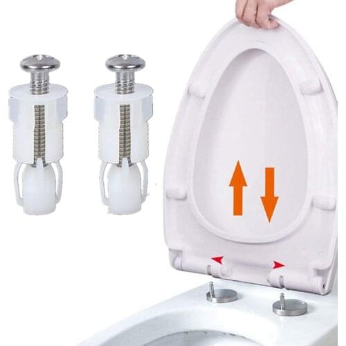 1 Pair Stainless/Rubber/Nylon/Plastic Universal Type Toilet Seat Hinges Screws for 14-22mm WC Holes Fixing Easy Installation