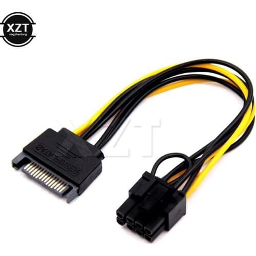 10pcs/Lot 20cm High Speed 15 pin SATA male to 8 pin(6+2) PCI-E Power Supply Cable SATA Cable 15-pin to 8 pin cable