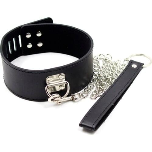 10 pcs/lot Leather Metal Slave Neck Ring Collars Public Coll Sex Toys Sex Games Products With Chin Leash And Lock VP-CR003017B