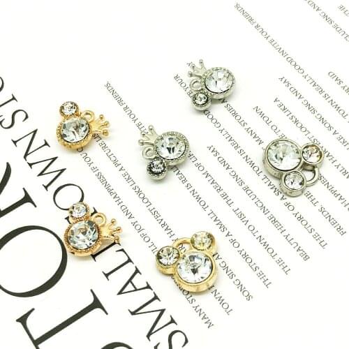 10Pcs Fashion Charms Gift Rhinestone Mickey Alloy Pendant Earring Necklace Jewelry Accessories DIY Electroplating Does Not Fade