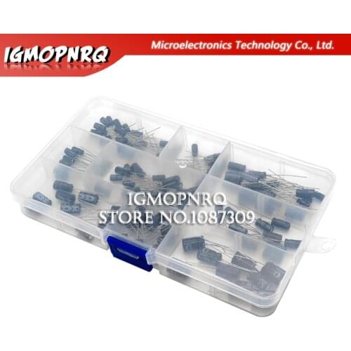 120PCS 12values 1uF-470uF Aluminum Electrolytic Capacitor Assortment Kit 16V-50V electrolytic capacitors assortment box set