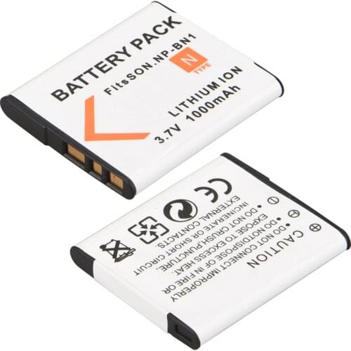 2Pcs 1000mah NP-BN1 Battery NPBN1 NP BN1 BN Camera Batteries For Sony NP-BN1 TX9 WX100 TX5 WX5C W620 W630 W670 TX100 Battery