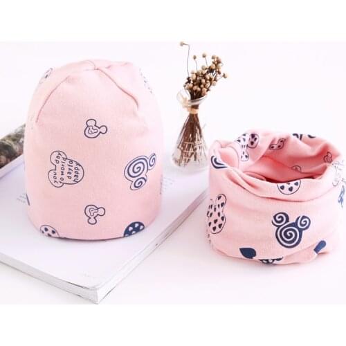 2pcs New Baby Hat Scarf Set Cotton Winter Baby Caps Cartoon Printing Children Hats Caps For Baby Boy Brand Kids Autumn Hat