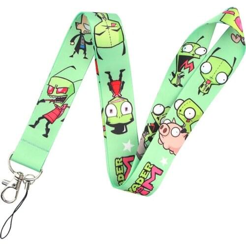 20pcs Invader Zim Lanyard for Keys Phone Cool Neck Strap Lanyard for Camera Whistle ID Badge Cute webbings ribbons Gifts