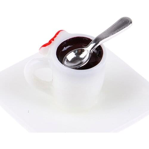 3pcs/set Cute 1:12 Miniature Coffee Cup & Saucer & Spoon Simulation Dollhouse Furniture Toy