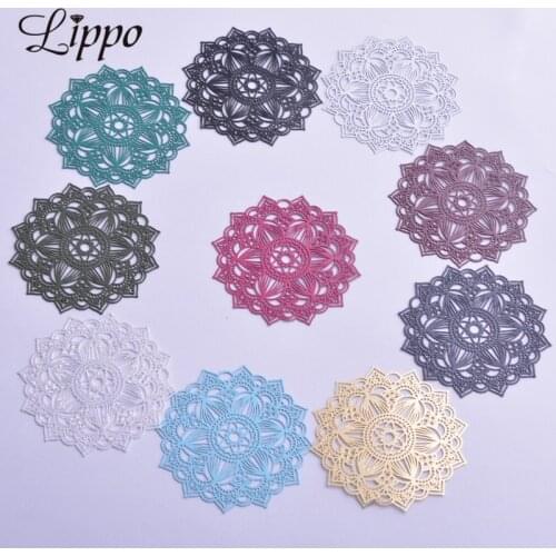 30pcs AB6414 40mm Filigree Mandala Shape Charms Earring Connector Metal Brass Thin Pendant DIY Jewelry Earring Making