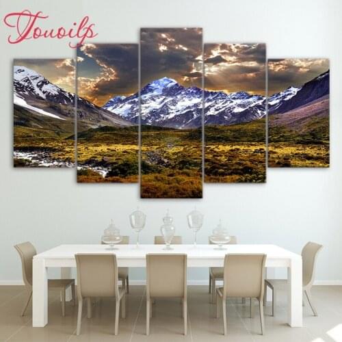 Full Square&round 5pcs Sky Ice Mountain Grassland 5d Diamond Painting Combination diamond Embroidery Mosaic Home Decor painting