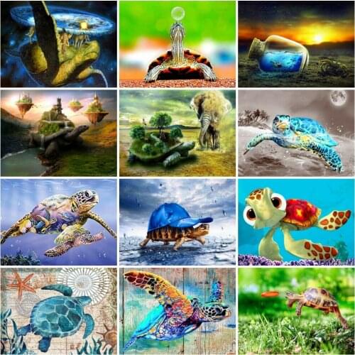 AZQSD Full Square Drill Diamond Painting Turtle Cross Stitch Needlework Diamond Embroidery Animals Sale Home Decoration