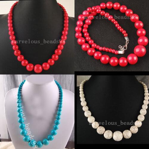 Free Shipping Fashion Jewelry Multicolor Howlite Round Beads Necklace 19" 1Pcs WFH183