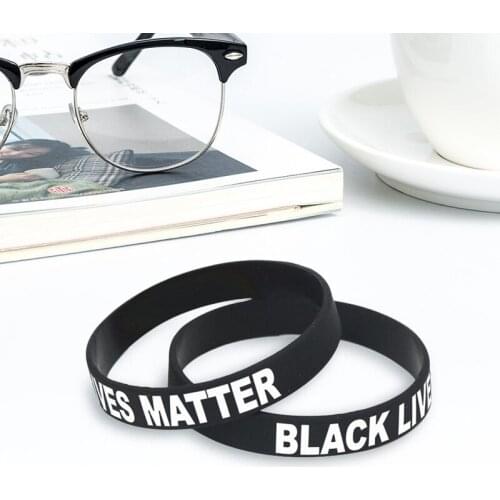 1PC Hot Sale Black Lives Matter Silicone Wristband Black Silicone Rubber Bracelet & Bangles For Men Women Name Gifts