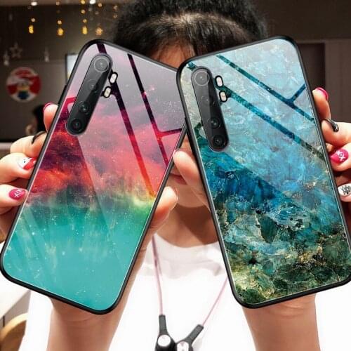 For Xiaomi Mi Note 10 Lite Case Luxury Marble Grain Gradient Tempered Glass Protective Cover Case for xiaomi mi note 10 lite