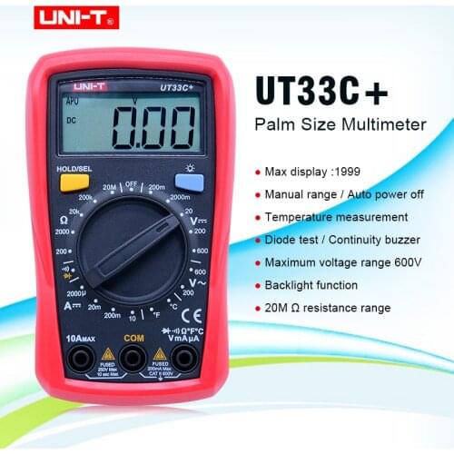Palm Size Digital Multimeters UNI-T UT33C+ Professional Electrical Handheld Tester LCR Meter Ammeter Multitester -40-1000C