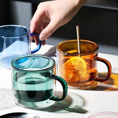4pcs Stained Glass Double Cup Home Glass Color Cup Office Coffee Milk Container Office Juice Drinking Utensils Insulation cup