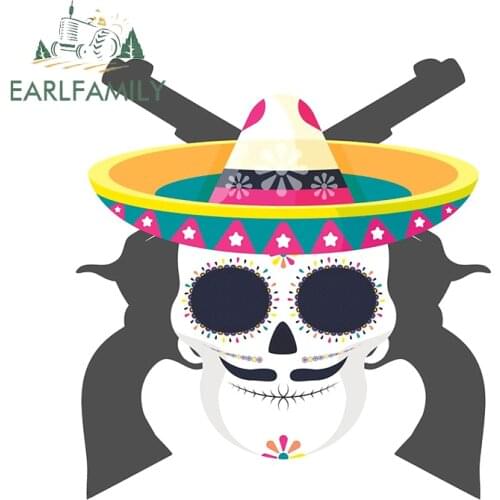 EARLFAMILY 13cm x 12.2cm For Bad Hombre Skull Graffiti Car Sticker Fashion Fine Decal Scratch-Proof Suitable for VAN ATV SUV