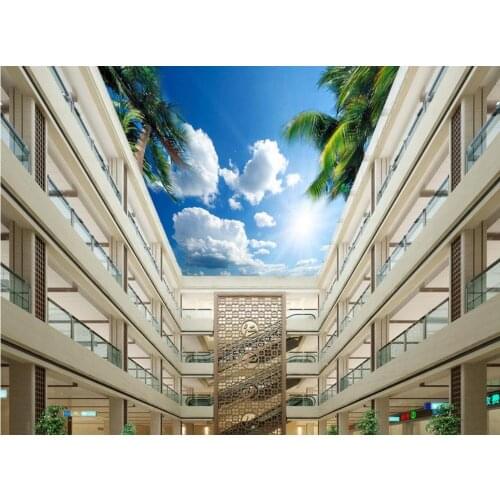 Photo wallpaper 3d ceiling wallpaper White cloud coconut tree ceiling wallpaper wallpaper art mural home decor